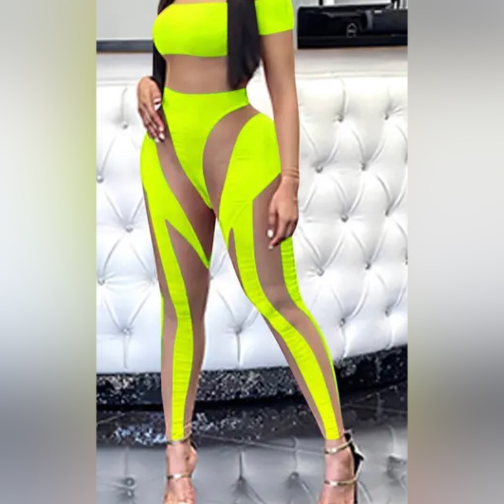 Neon mesh bodysuit L